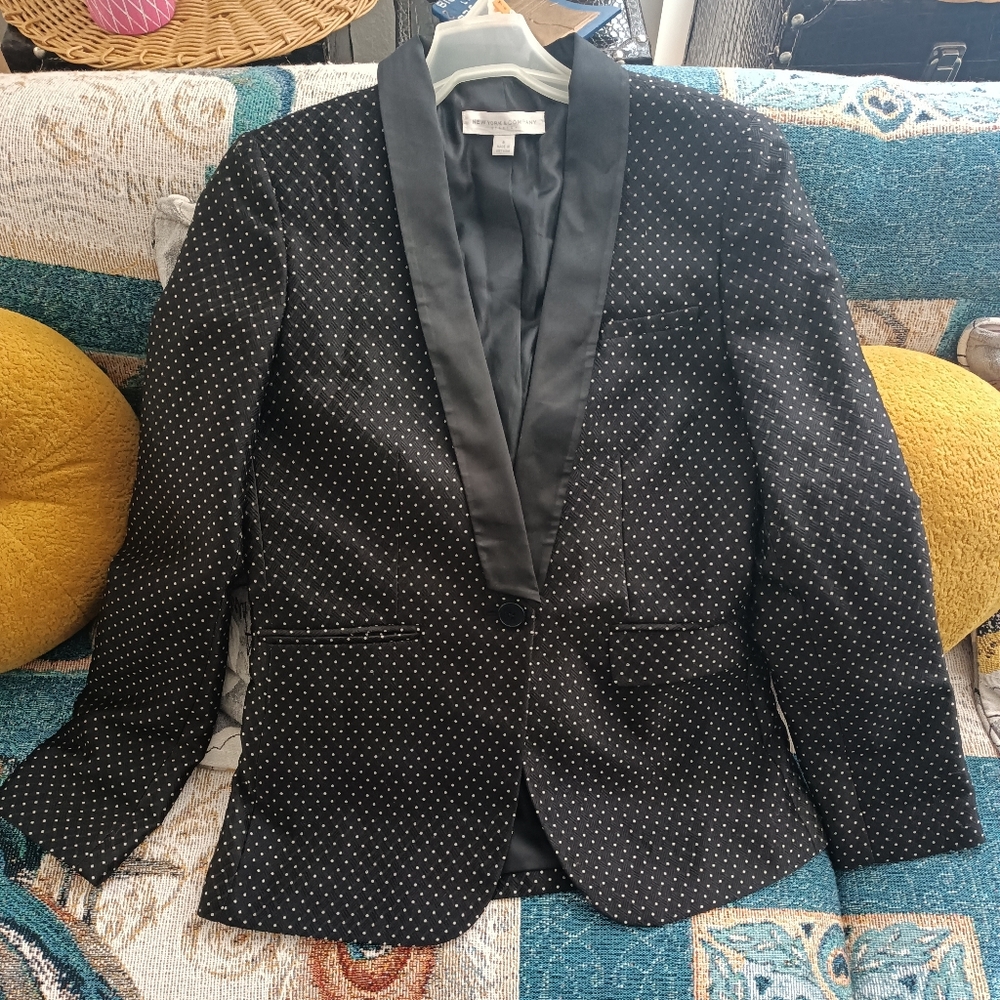 New York & Company Black Polka Dot Blazer, size 8